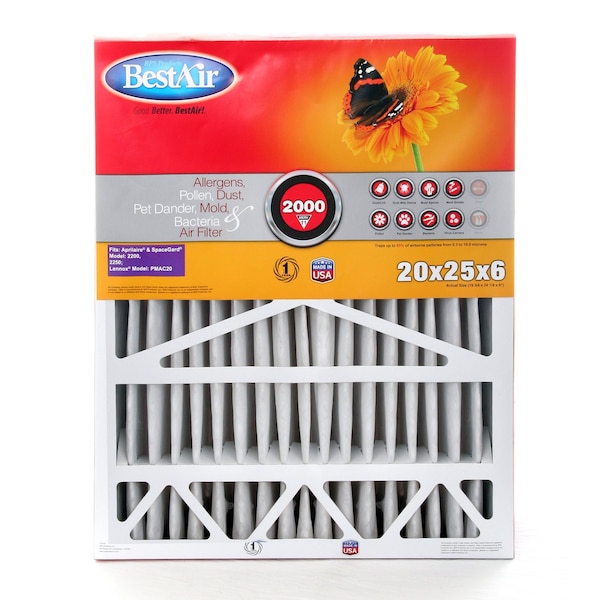 Bestair 25 in. W X 20 in. H X 6 in. D 11 MERV Pleated Air Filter 1 pk A201-SGM-BOX11R - main
